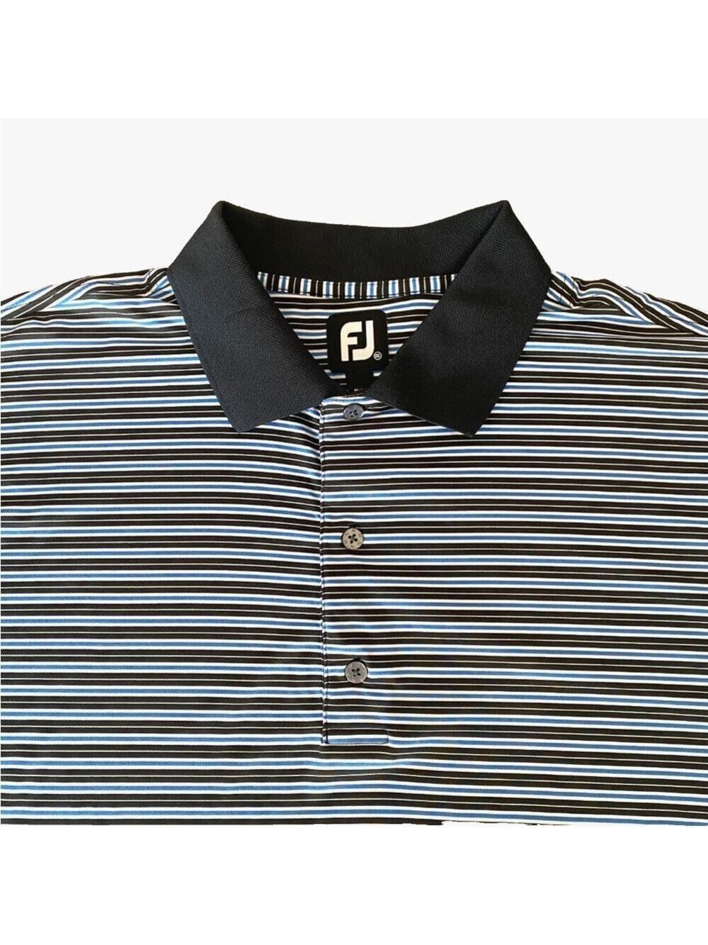 FootJoy FJ Golf Polo Shirt Men's XXL 2XL Striped Blue Black